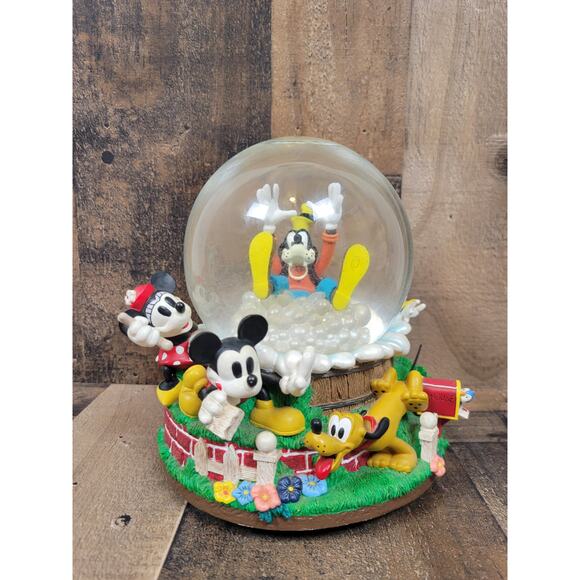 RARE Disney Musical Snow Globe Goofy Bubble Bath Mickey Mouse‎ Zip-A-Dee Wind Up - Picture 1 of 10